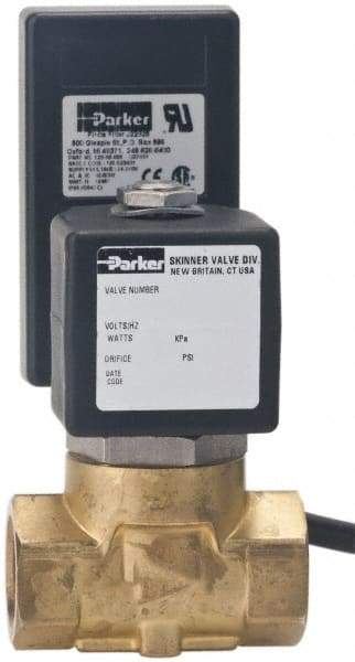 Parker - 1/4" Port, 2 Way, Timer Drain Valve, Brass Solenoid Valve - Normally Closed, FKM Seal - Eagle Tool & Supply