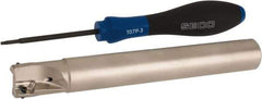 Seco - 3/4" Cut Diam, 0.354" Max Depth of Cut, 3/4" Shank Diam, 5.906" OAL, Indexable Square Shoulder End Mill - XO.X 10T3.. Inserts, Cylindrical Shank, 90° Lead Angle, Through Coolant, Series Turbo 10 - Eagle Tool & Supply