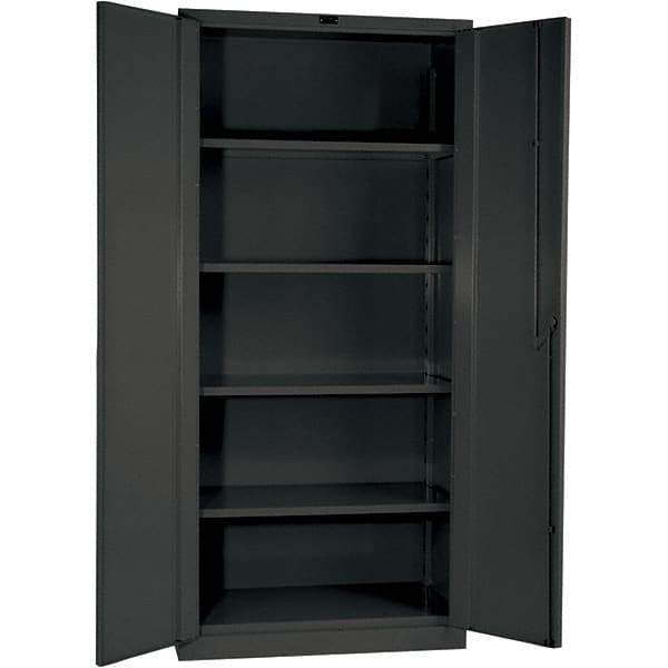 Hallowell - 4 Shelf Locking Storage Cabinet - Steel, 60" Wide x 24" Deep x 78" High, Gray - Eagle Tool & Supply