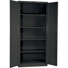 Hallowell - 4 Shelf Locking Storage Cabinet - Steel, 36" Wide x 24" Deep x 78" High, Gray - Eagle Tool & Supply