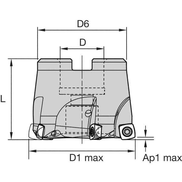 Kennametal - 6 Inserts, 63mm Cutter Diam, 1.5mm Max Depth of Cut, Indexable High-Feed Face Mill - 22mm Arbor Hole Diam, 40mm High, 7792VXD09 Toolholder, XD..090408 Inserts, Series 7792VX - Eagle Tool & Supply