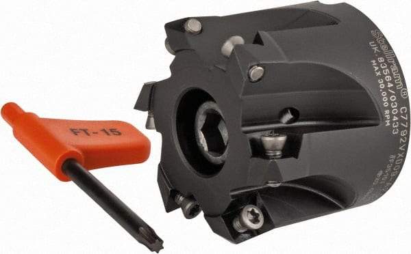Kennametal - 2" Cut Diam, 0.059" Max Depth, 3/4" Arbor Hole, 6 Inserts, XD 09 Insert Style, Indexable Copy Face Mill - C7792VXD09-A2.00Z06R Cutter Style, 1.574" High, Through Coolant, Series 7792 - Eagle Tool & Supply