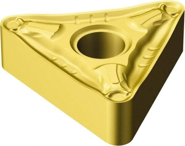 Sandvik Coromant - TNMG332 PM Grade 1525 Carbide Turning Insert - TiCN/TiN Finish, 60° Triangle, 3/8" Inscr Circle, 3/16" Thick, 1/32" Corner Radius - Eagle Tool & Supply