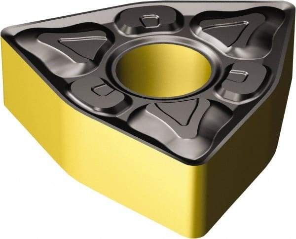 Sandvik Coromant - WNMG432 XM Grade 2220 Carbide Turning Insert - TiCN/AI2O3/TiN Finish, 80° Trigon, 1/2" Inscr Circle, 3/16" Thick, 1/32" Corner Radius - Eagle Tool & Supply