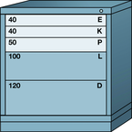 Bench-Standard Cabinet - 5 Drawers - 30 x 28-1/4 x 33-1/4" - Multiple Drawer Access - Eagle Tool & Supply