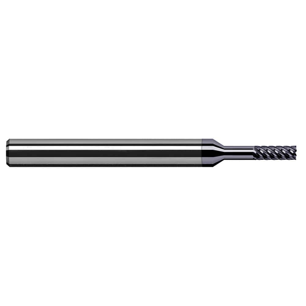 Square End Mill: 0.05'' Dia, 0.15'' LOC, 1/8'' Shank Dia, 2-1/2'' OAL, 3 Flutes, Solid Carbide Single End, AlTiN Nano Finish, 41 ° Variable Helix, RH Cut, RH Flute