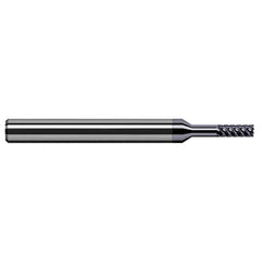 Square End Mill: 0.05'' Dia, 0.15'' LOC, 1/8'' Shank Dia, 2-1/2'' OAL, 3 Flutes, Solid Carbide Single End, AlTiN Nano Finish, 41 ° Variable Helix, RH Cut, RH Flute