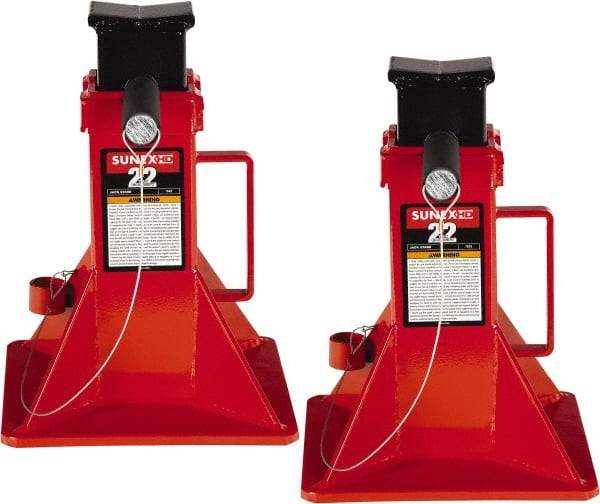 Sunex Tools - 22 Ton Load Capacity Ratcheting Jack Stand - 11-13/16 to 19-3/4" High, 10" Base Width, 2-5/16" Saddle Length x 3-1/2" Saddle Width - Eagle Tool & Supply