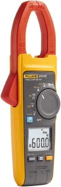 Fluke - 375 FC, CAT IV, CAT III, Digital True RMS Clamp Meter with 1.3386" Clamp On Jaws - 1000 VAC/VDC, 999.9 AC/DC Amps, Measures Voltage, Capacitance, Current, Frequency, mVDC, Resistance - Eagle Tool & Supply