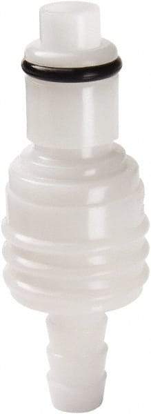 Parker - 1/8" Nominal Flow, 1/4" ID, Hose Barb Valved Inline Coupling Insert - 120 Max psi, -40 to 180°F, Acetal Copolymer/Stainless Steel Coupling, Nitrile O-Ring - Eagle Tool & Supply