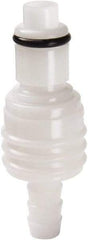 Parker - 1/8" Nominal Flow, 1/4" ID, Hose Barb Valved Inline Coupling Insert - 120 Max psi, -40 to 180°F, Acetal Copolymer/Stainless Steel Coupling, Nitrile O-Ring - Eagle Tool & Supply