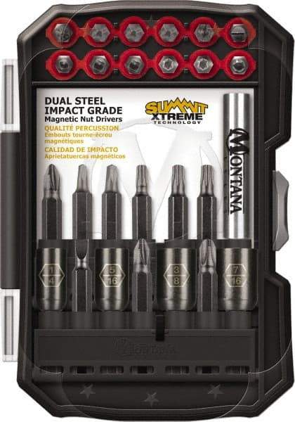 Montana - 26 Piece, Power Driving Set - 0.05 to 1/4" Hex, #1, #2, 1/4" Drive - Eagle Tool & Supply