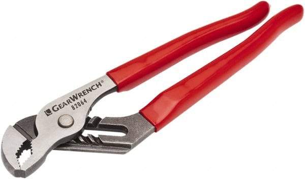 GearWrench - 10" OAL, 1-13/16" Max Capacity, 6 Position Straight Jaw Tongue & Groove Pliers - V-Jaws, Dipped Vinyl Handles - Eagle Tool & Supply