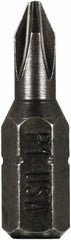 Montana - #1 Phillips Screwdriver Bit - 1/4" Hex Drive, 1" OAL - Eagle Tool & Supply