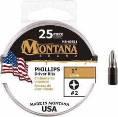 Montana - #2 Phillips Screwdriver Bit - 1/4" Hex Drive, 1" OAL - Eagle Tool & Supply