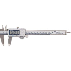 Mitutoyo - 0 to 6" Range 0.01mm Resolution, Electronic Caliper - Steel with 40mm Carbide-Tipped Jaws, 0.001" Accuracy - Eagle Tool & Supply