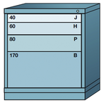 32.25 x 28.25 x 30'' (4 Drawers) - Pre-Engineered Modular Drawer Cabinet Bench Height (88 Compartments) - Eagle Tool & Supply