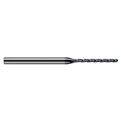 ‎1/64″ Dia. × 1/8″ Shank × 1/8″ DOC × 2-1/2″ OAL, Carbide AlTiN, Long , 3 Flute, Ballnose End Mill - Exact Industrial Supply