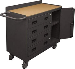 Durham - 1,200 Lb Capacity, 18" Wide x 36" Long x 39-3/4" High Mobile Cart - 1 Door, 4 Drawer, 1 Shelf, Steel, 2 Rigid/2 Swivel Casters - Eagle Tool & Supply