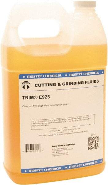 Master Fluid Solutions - Trim E925, 1 Gal Bottle Emulsion Fluid - Water Soluble, For Cutting, Drilling, Sawing, Grinding - Eagle Tool & Supply