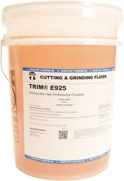 Master Fluid Solutions - Trim E925, 5 Gal Pail Emulsion Fluid - Water Soluble, For Cutting, Drilling, Sawing, Grinding - Eagle Tool & Supply