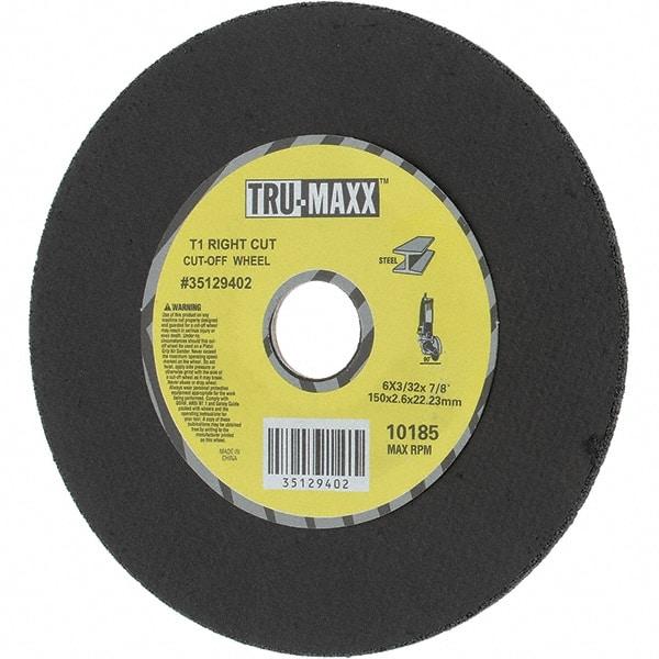 Tru-Maxx - 6" Aluminum Oxide Cutoff Wheel - 0.0938" Thick, 7/8" Arbor, Use with Portable Tools - Eagle Tool & Supply