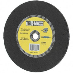 Tru-Maxx - 3" 60 Grit Aluminum Oxide Cutoff Wheel - 1/16" Thick, 1/4" Arbor, Use with Die Grinders - Eagle Tool & Supply