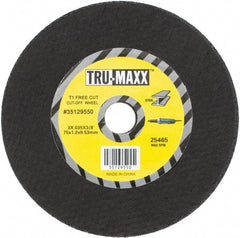 Tru-Maxx - 3" 60 Grit Aluminum Oxide Cutoff Wheel - 0.035" Thick, 3/8" Arbor, Use with Die Grinders - Eagle Tool & Supply