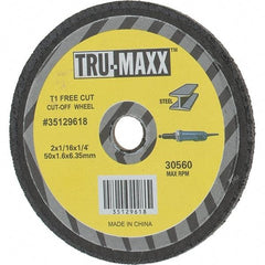 Tru-Maxx - 2" 60 Grit Aluminum Oxide Cutoff Wheel - 1/16" Thick, 1/4" Arbor, Use with Die Grinders - Eagle Tool & Supply