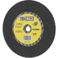 Tru-Maxx - 3" 36 Grit Aluminum Oxide Cutoff Wheel - 1/16" Thick, 1/4" Arbor, Use with Die Grinders - Eagle Tool & Supply