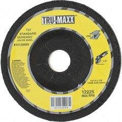 Tru-Maxx - 24 Grit, 5" Wheel Diam, 1/4" Wheel Thickness, 7/8" Arbor Hole, Type 27 Depressed Center Wheel - Coarse Grade, Aluminum Oxide, R Hardness, Compatible with Angle Grinder - Eagle Tool & Supply