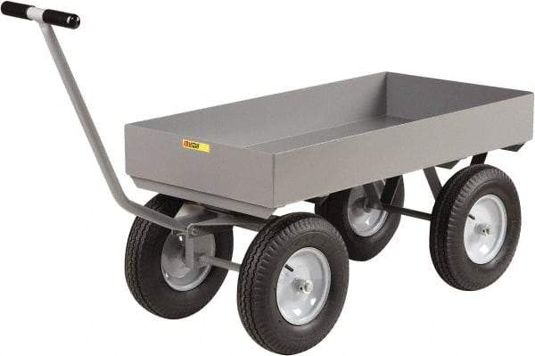 Little Giant - 3,500 Lb Capacity Steel Wagon Truck - Steel Deck, 30" OAW, 60" Platform Length x 18-1/2" Platform Height, Mold On Rubber Casters - Eagle Tool & Supply
