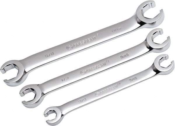 Crescent - 3 Piece, 9mm to 15mm, Flare Nut Wrench Set - Metric Measurement Standard, Full Polish Chrome Finish - Eagle Tool & Supply