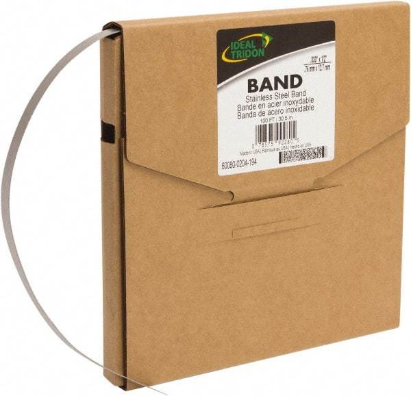 IDEAL TRIDON - Stainless Steel Banding Strap Roll - 1/2" Wide x 0.02" Thick - Eagle Tool & Supply