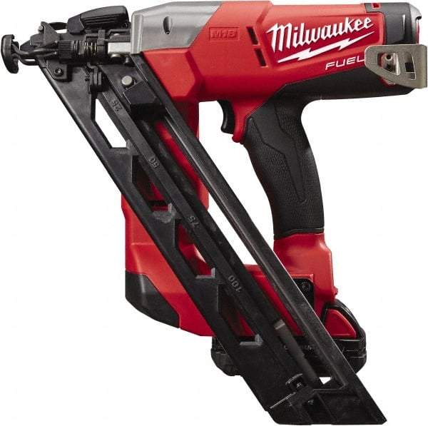 Milwaukee Tool - Cordless Finish Nailer Kit - 15 Gauge Nail Diam, 1-1/4 to 2-1/2" Long Nail, Lithium-Ion Batteries Included - Eagle Tool & Supply