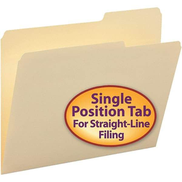SMEAD - 11-5/8 x 9-1/2", Letter Size, Manila, File Folders with Top Tab - 11 Point Stock, Right of Center Tab Cut Location - Eagle Tool & Supply
