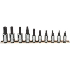 Proto - 10 Piece 1/4 & 3/8" Drive Torx Bit Socket Set - T10 to T55 Torx, Comes in Rail - Eagle Tool & Supply