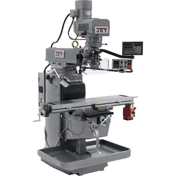 Jet - 10" Table Width x 50" Table Length, Electronic Variable Speed Control, 3 Phase Knee Milling Machine - 3 hp - Eagle Tool & Supply