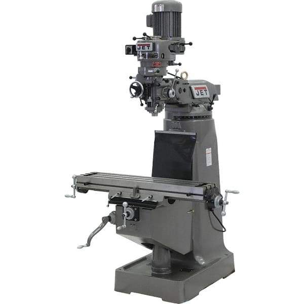 Jet - 9" Table Width x 42" Table Length, Step Pulley Control, 1 Phase Knee Milling Machine - 3 hp - Eagle Tool & Supply