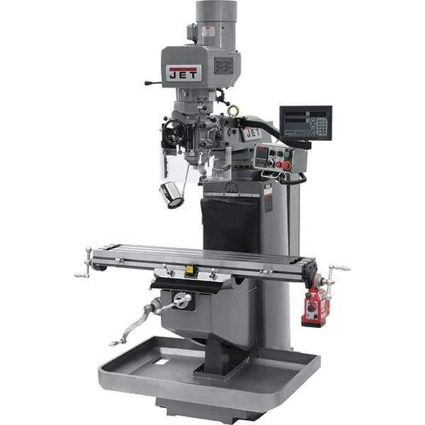 Jet - 9" Table Width x 49" Table Length, Electronic Variable Speed Control, 3 Phase Knee Milling Machine - 3 hp - Eagle Tool & Supply