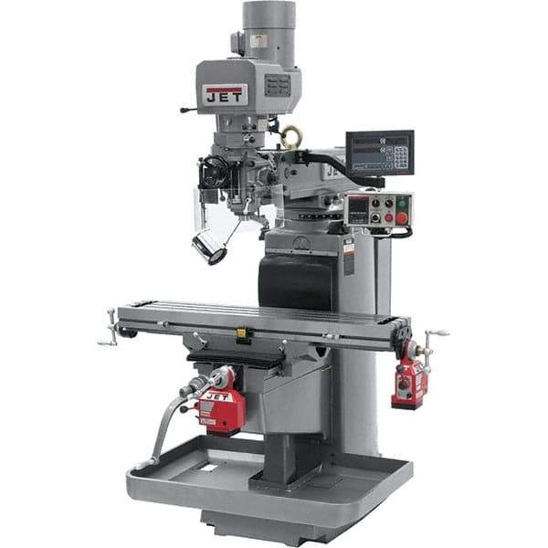 Jet - 10" Table Width x 50" Table Length, Electronic Variable Speed Control, 3 Phase Knee Milling Machine - 3 hp - Eagle Tool & Supply