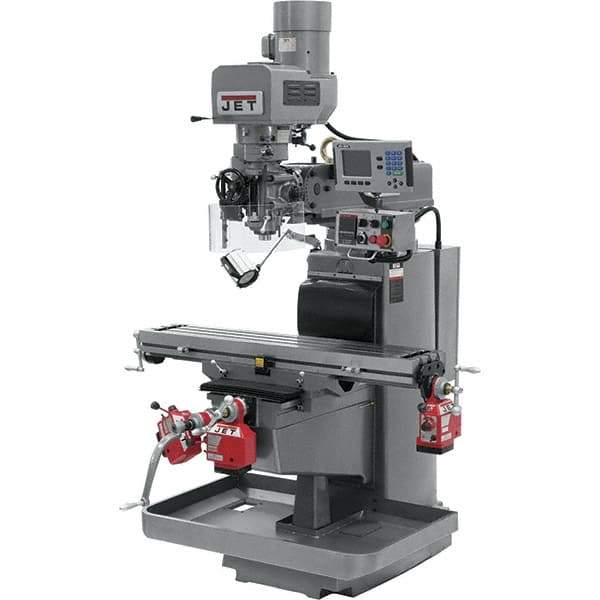 Jet - 10" Table Width x 50" Table Length, Electronic Variable Speed Control, 3 Phase Knee Milling Machine - 3 hp - Eagle Tool & Supply