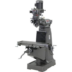 Jet - 9" Table Width x 42" Table Length, Step Pulley Control, 3 Phase Knee Milling Machine - 2 hp - Eagle Tool & Supply