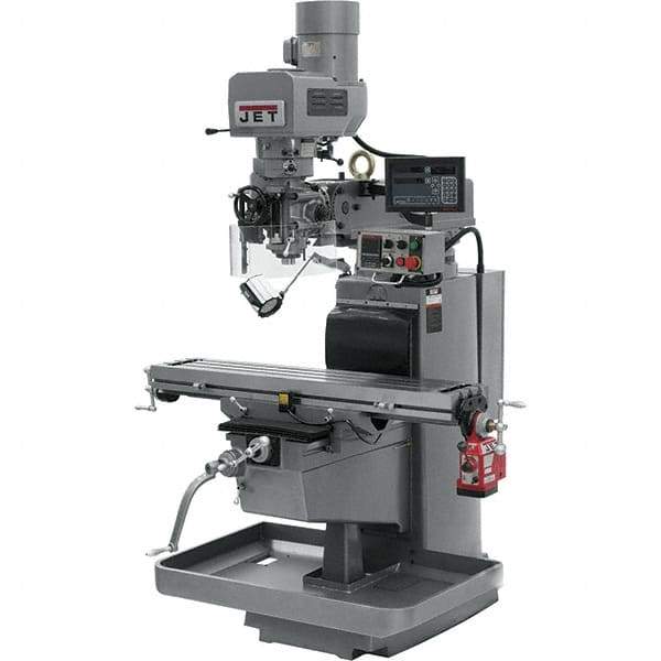 Jet - 10" Table Width x 50" Table Length, Electronic Variable Speed Control, 3 Phase Knee Milling Machine - 3 hp - Eagle Tool & Supply