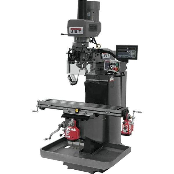 Jet - 9" Table Width x 49" Table Length, Electronic Variable Speed Control, 3 Phase Knee Milling Machine - 3 hp - Eagle Tool & Supply