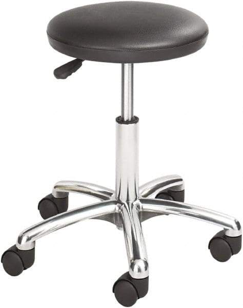 Safco - 19 Inch Wide x 19-1/4 Inch Deep x 21 Inch High, Swivel Base, Lab Stool - Vinyl Seat, Black - Eagle Tool & Supply