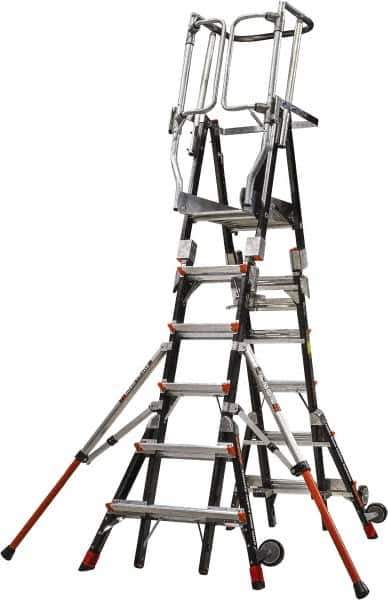 Little Giant Ladder - 6 Steps, 10' 7"' High, Type IAA Rating, Fiberglass Step Ladder - 375 Lb Load Capacity, 42" Base Width - Eagle Tool & Supply