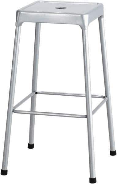 Safco - 29 Inch High, Stationary Drafting, Warehouse and Industrial Stool - 17 Inch Deep x 17 Inch Wide, Steel Seat, Silver - Eagle Tool & Supply