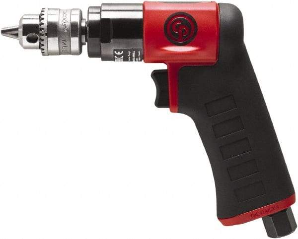 Chicago Pneumatic - 1/4" Keyed Chuck - Pistol Grip Handle, 3,300 RPM, 0.3 hp, 90 psi - Eagle Tool & Supply