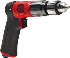 Chicago Pneumatic - 3/8" Reversible Keyed Chuck - Pistol Grip Handle, 2,100 RPM, 0.5 hp, 90 psi - Eagle Tool & Supply